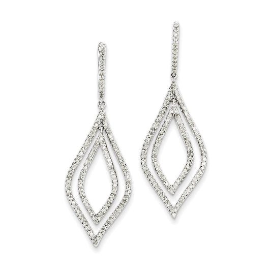14K White Gold Real Diamond Teardrop Hinged Dangle Earrings XE2357AA