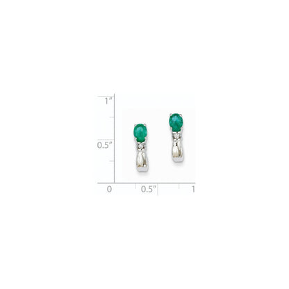 14k White Gold 1/15Ct Real Diamond & Emerald Earrings XE2383E/AA