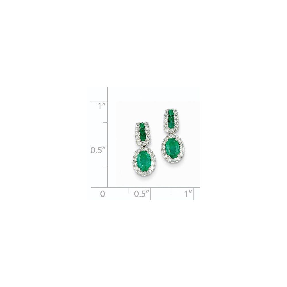 14k White Gold 1/3Ct Real Diamond & Emerald Earrings XE2401E/AA