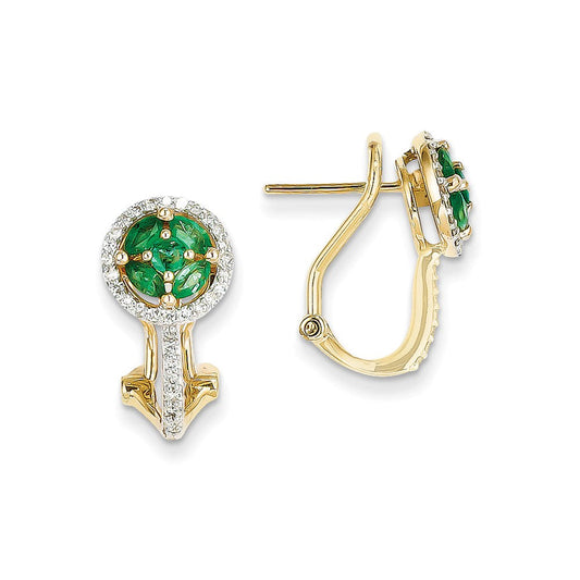 14k Yellow Gold 1/3ct Real Diamond & Emerald Earrings XE2408E/AA