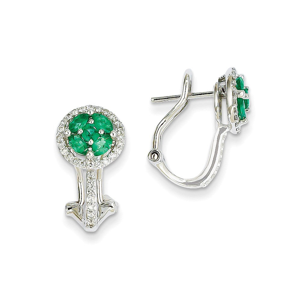 14k White Gold 1/3ct Real Diamond & Emerald Earrings XE2409E/AA