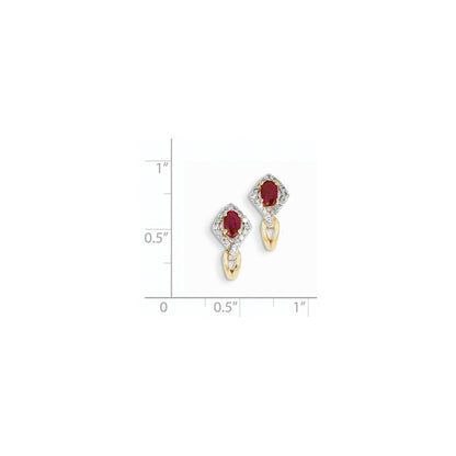 14k Yellow Gold Real Diamond & Ruby Earrings XE2423R/AA