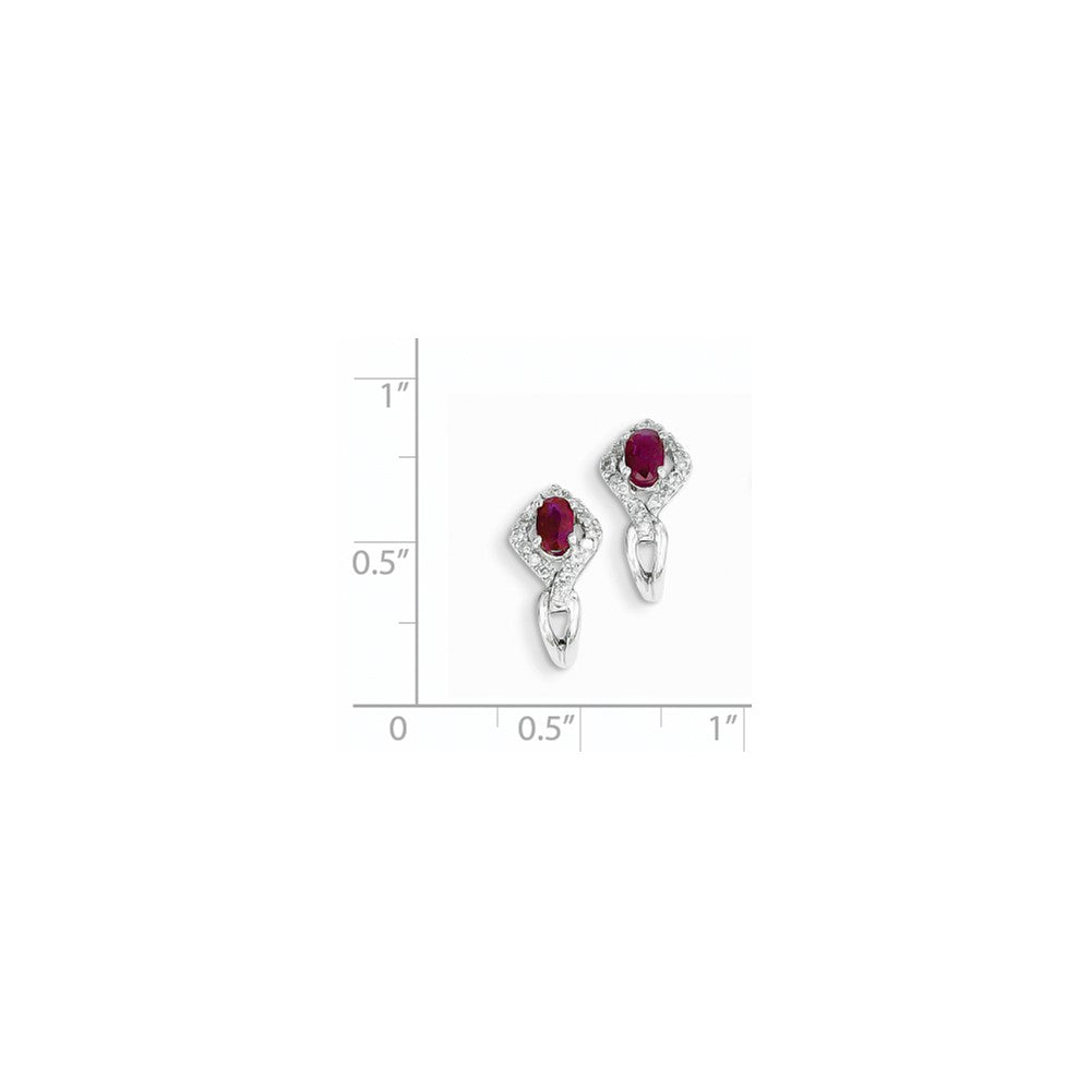 14k White Gold Real Diamond & Ruby Earrings XE2424R/AA
