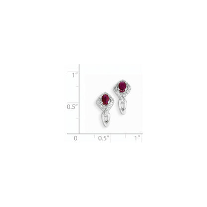 14k White Gold Real Diamond & Ruby Earrings XE2424R/AA