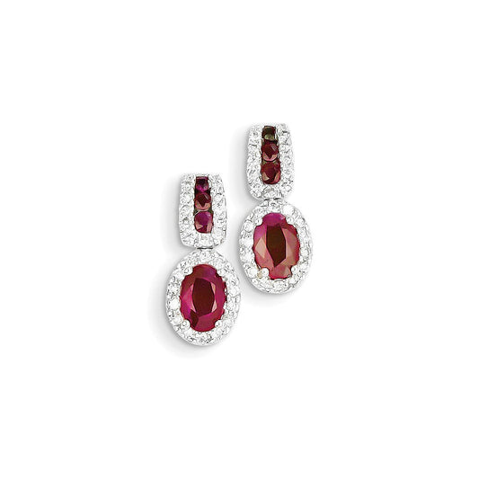 14k White Gold AA Real Diamond & Ruby Earrings XE2440R/AA