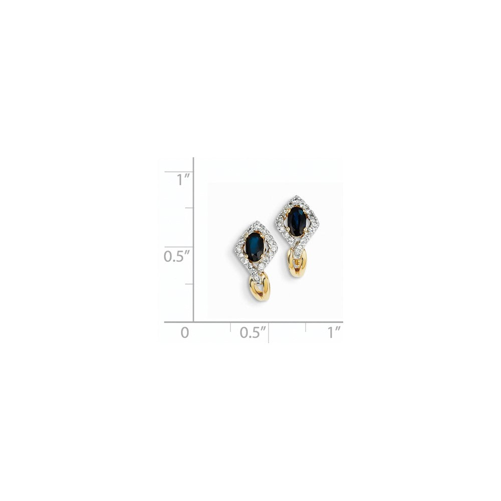 14k Yellow Gold Real Diamond & Sapphire Earrings XE2470S/AA