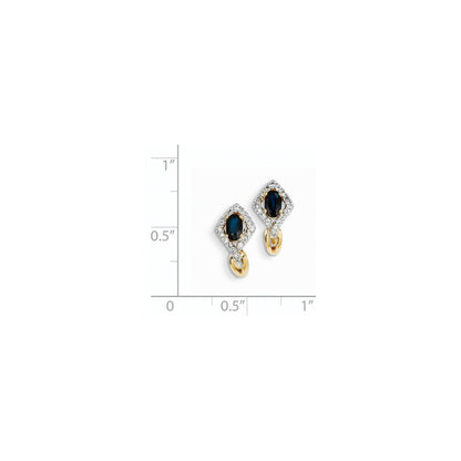 14k Yellow Gold Real Diamond & Sapphire Earrings XE2470S/AA