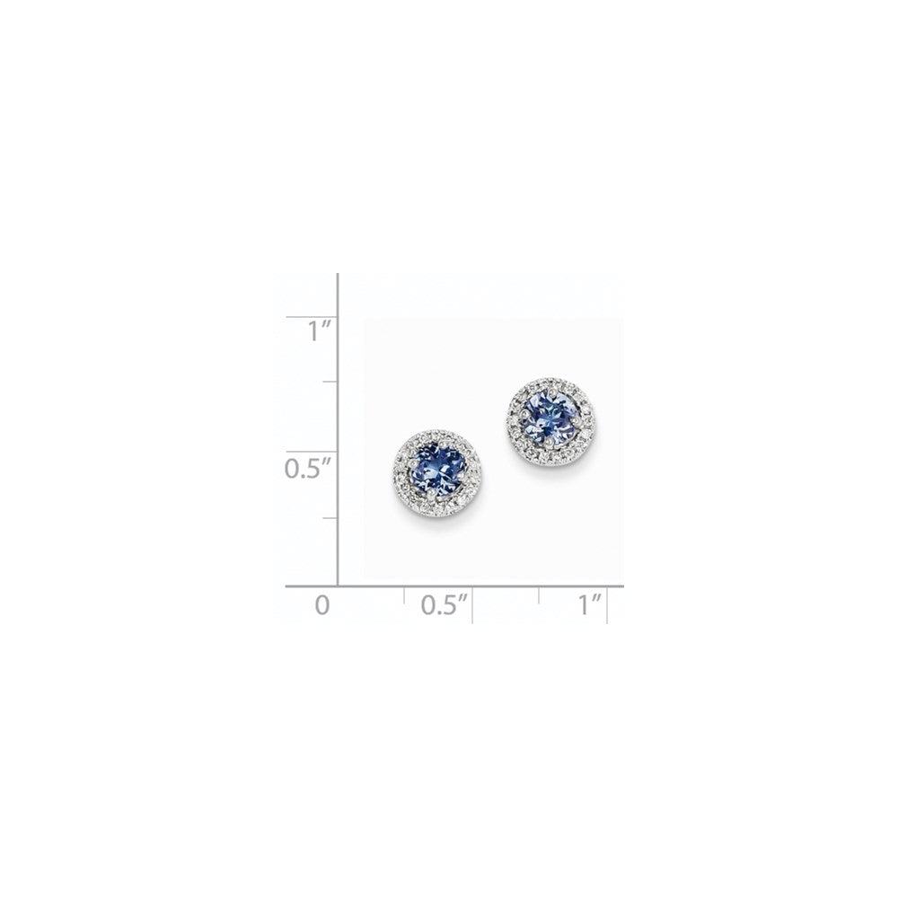 14k White Gold Tanzanite Diamond Post Earrings