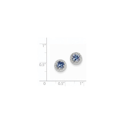 14k White Gold Tanzanite Diamond Post Earrings