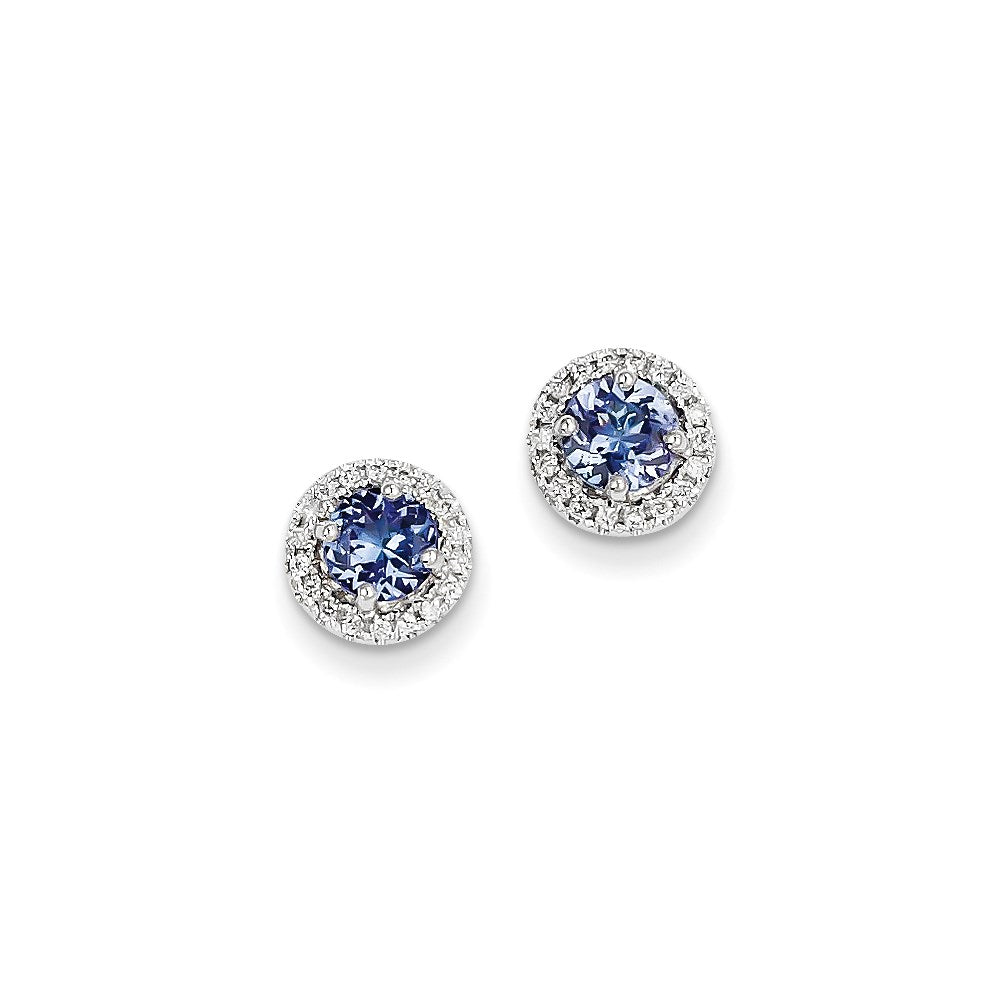 14k White Gold Tanzanite Diamond Post Earrings