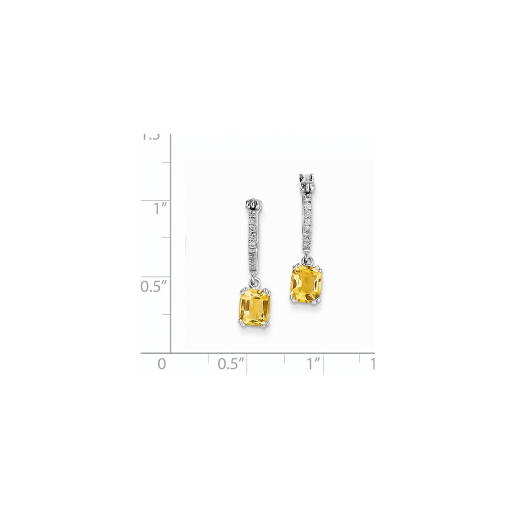 14k White Gold Real Diamond and Citrine Dangle Hoop Earrings XE2546CI/AA