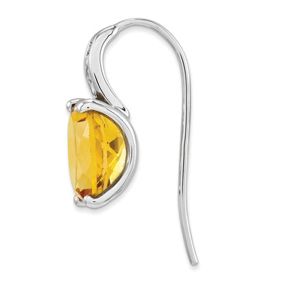 14k White Gold Real Diamond and Citrine Oval Dangle Earrings XE2550CI/AA
