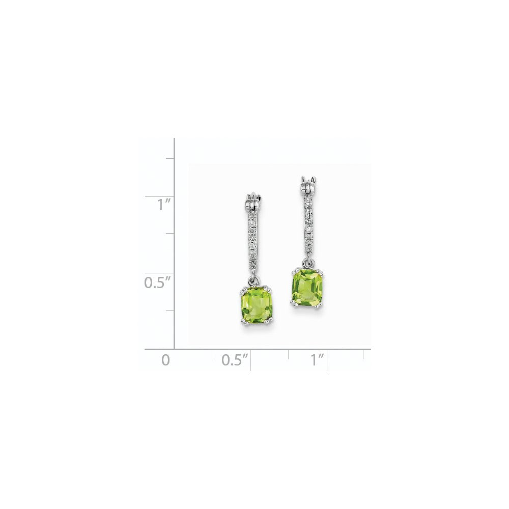 14k White Gold Real Diamond and Peridot Dangle Hoop Earrings XE2560PE/AA