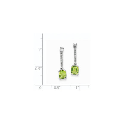 14k White Gold Real Diamond and Peridot Dangle Hoop Earrings XE2560PE/AA