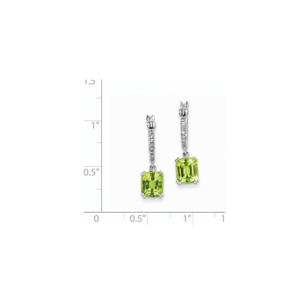 14k White Gold Real Diamond and Peridot Dangle Hoop Earrings XE2562PE/AA