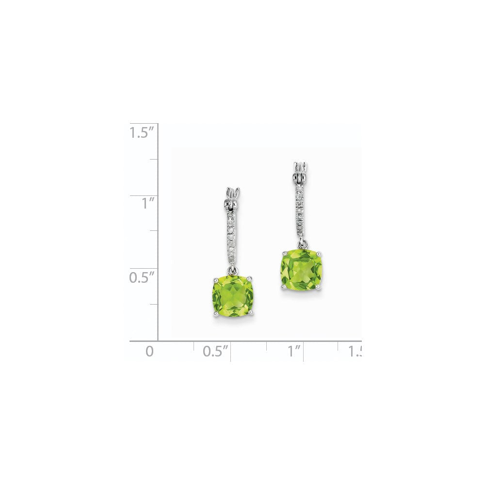 14k White Gold Real Diamond and Peridot Dangle Hoop Earrings XE2564PE/AA