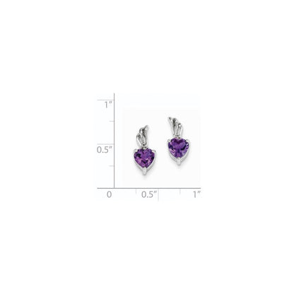 14K White Gold Real Diamond and Amethyst Heart Post Earrings XE2571AM/AA