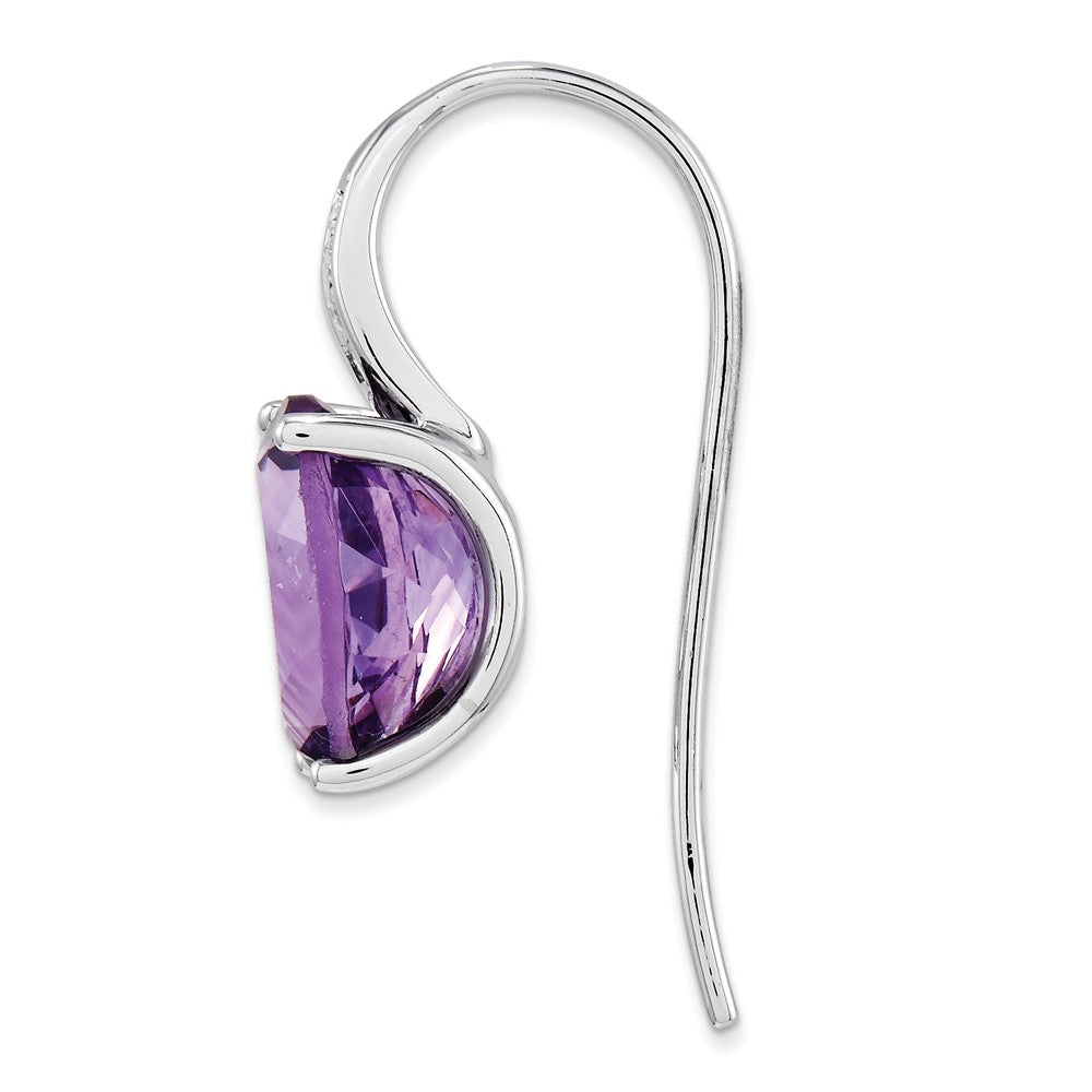 14k White Gold Real Diamond and Amethyst Oval Dangle Earrings XE2583AM/AA