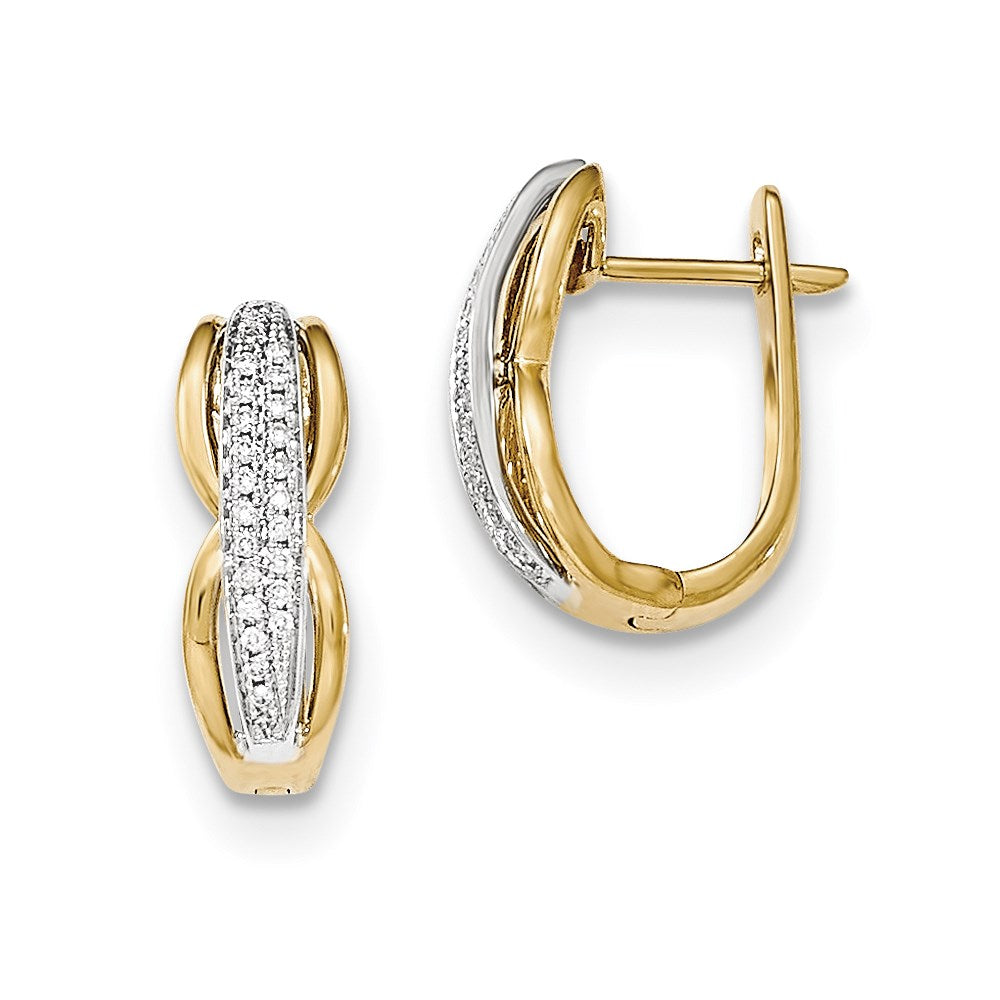 14k Yellow Gold & Rhodium Fancy Undercarriage Hinged Post Earrings XE2679AA