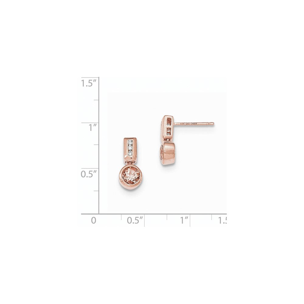 14k Rose Gold Round Morganite & Real Diamond Post Dangle Earrings XE2731MG/AA