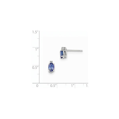 14k White Gold Oval Tanzanite u0026 Diamond Post Earrings