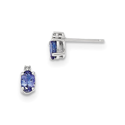 14k White Gold Oval Tanzanite u0026 Diamond Post Earrings