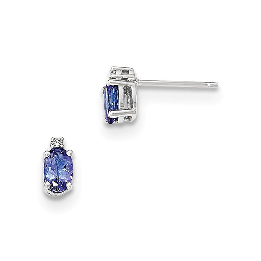 14k White Gold Oval Tanzanite u0026 Diamond Post Earrings