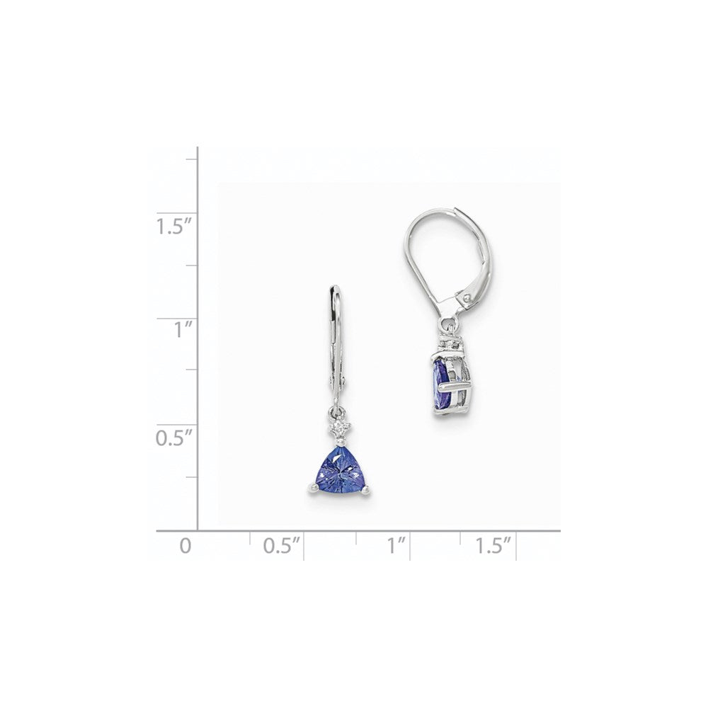 14k White Gold Trillion Tanzanite u0026 Diamond Leverback Earrings