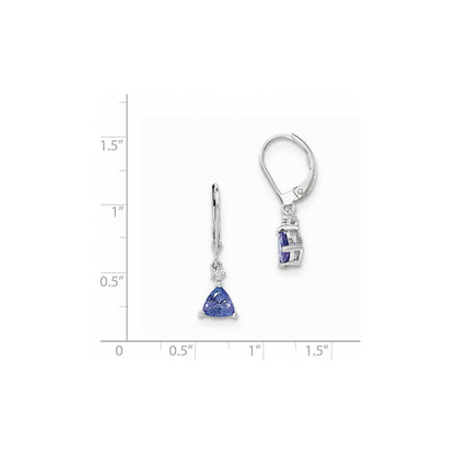 14k White Gold Trillion Tanzanite u0026 Diamond Leverback Earrings