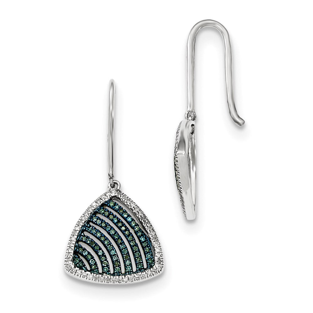 14k White Gold Blue and White Real Diamond Dangle Earrings XE2778AA