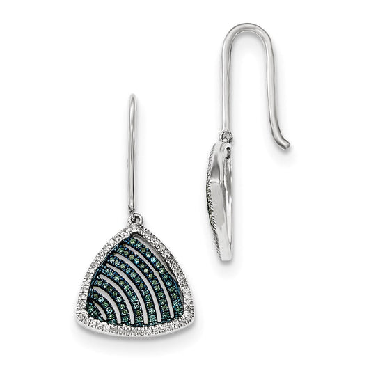 14k White Gold Blue and White Real Diamond Dangle Earrings XE2778AA