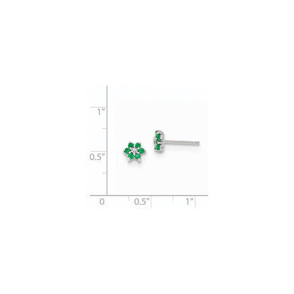 14K White Gold Polished Emerald & Real Diamond Post Earrings XE2814E/A