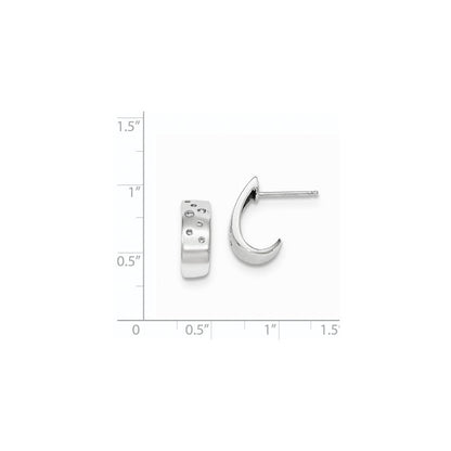 14k White Gold Real Diamond Huggie Post Earrings XE2886AA