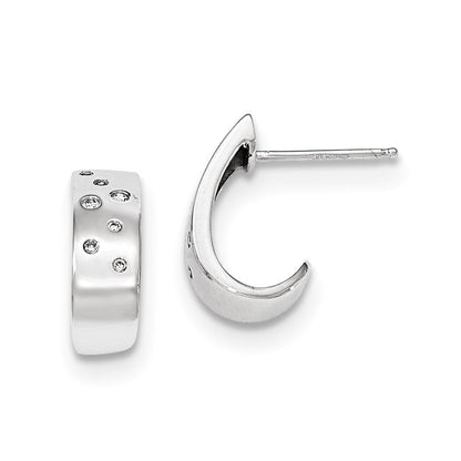 14k White Gold Real Diamond Huggie Post Earrings XE2886AA