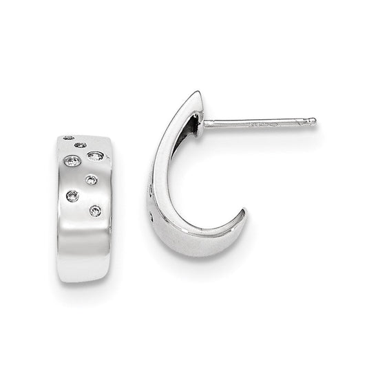 14k White Gold Real Diamond Huggie Post Earrings XE2886AA