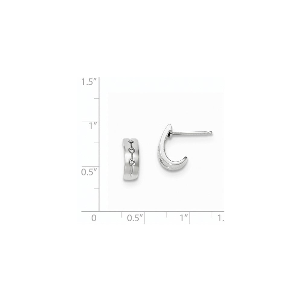 14k White Gold Real Diamond Huggie Post Earrings XE2887AA