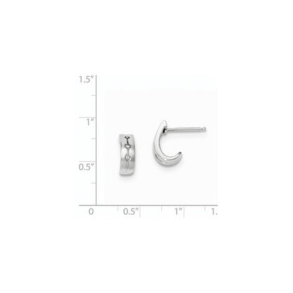 14k White Gold Real Diamond Huggie Post Earrings XE2887AA