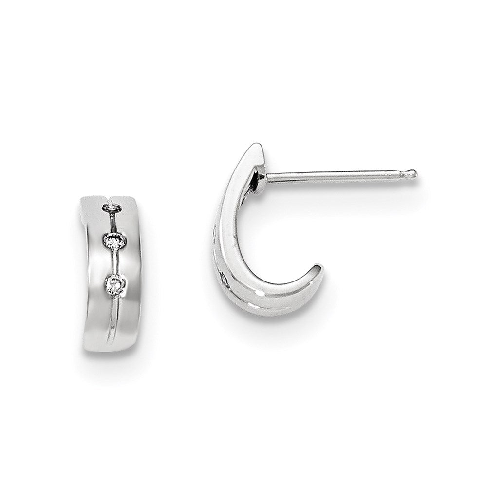 14k White Gold Real Diamond Huggie Post Earrings XE2887AA