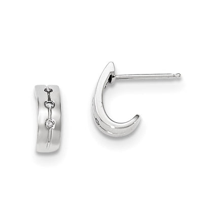 14k White Gold Real Diamond Huggie Post Earrings XE2887AA