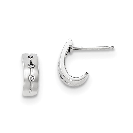 14k White Gold Real Diamond Huggie Post Earrings XE2887AA