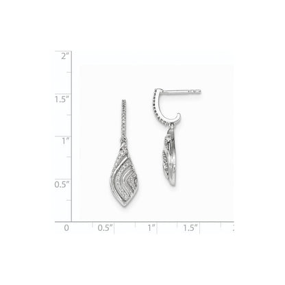 14K White Gold Polished Real Diamond Teardrop Dangle Post Earrings XE2894AA