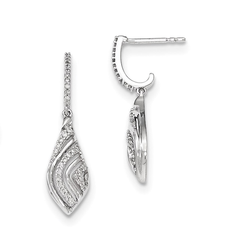 14K White Gold Polished Real Diamond Teardrop Dangle Post Earrings XE2894AA