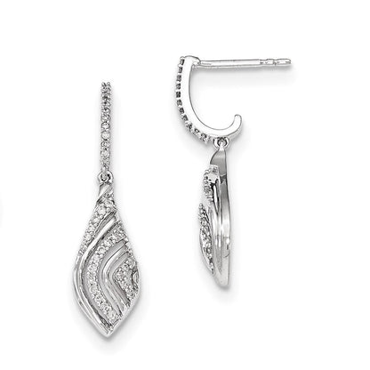 14K White Gold Polished Real Diamond Teardrop Dangle Post Earrings XE2894AA