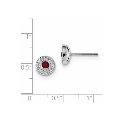 14k White Gold Real Diamond and Ruby Post Earrings XE3092R/AA