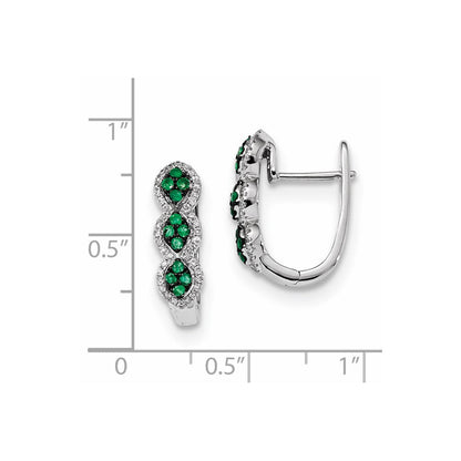 14k White Gold Real Diamond and Emerald Earrings XE3130E/AA