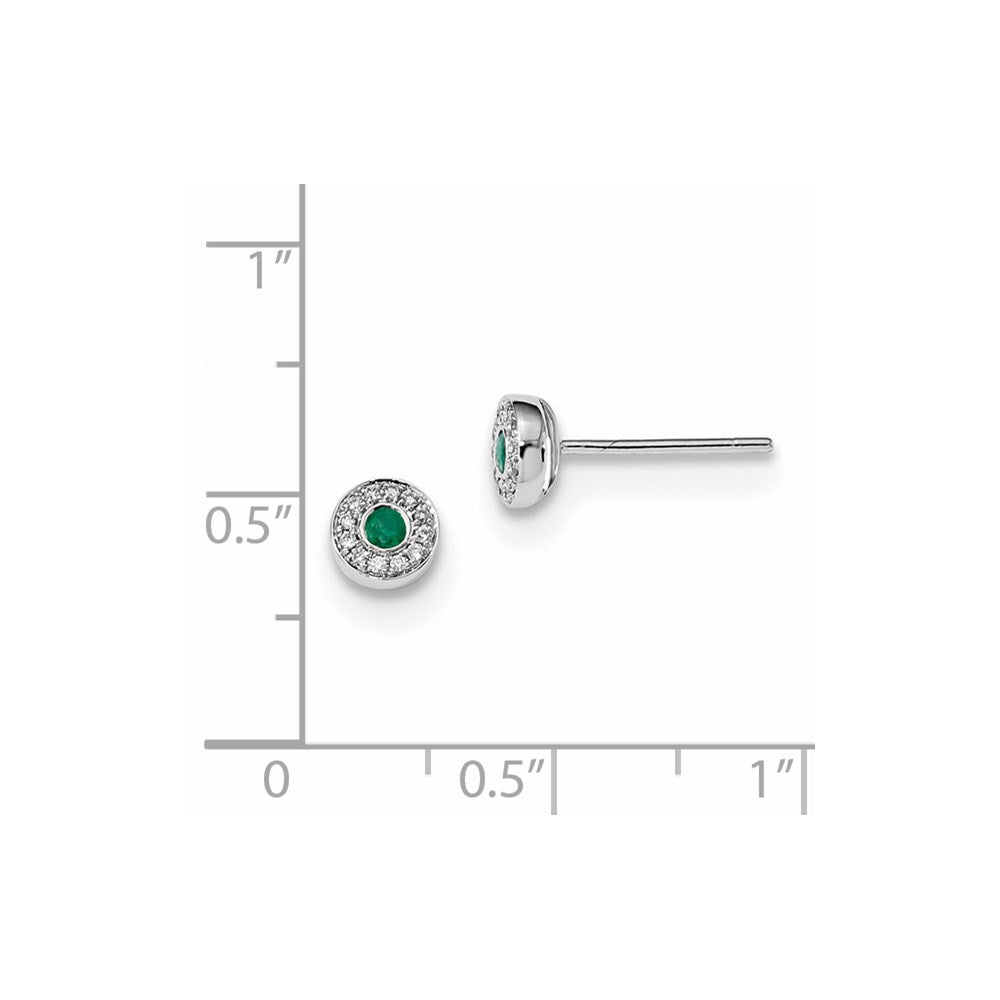 14k White Gold Real Diamond and Emerald Post Earrings XE3138E/AA