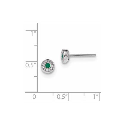 14k White Gold Real Diamond and Emerald Post Earrings XE3138E/AA