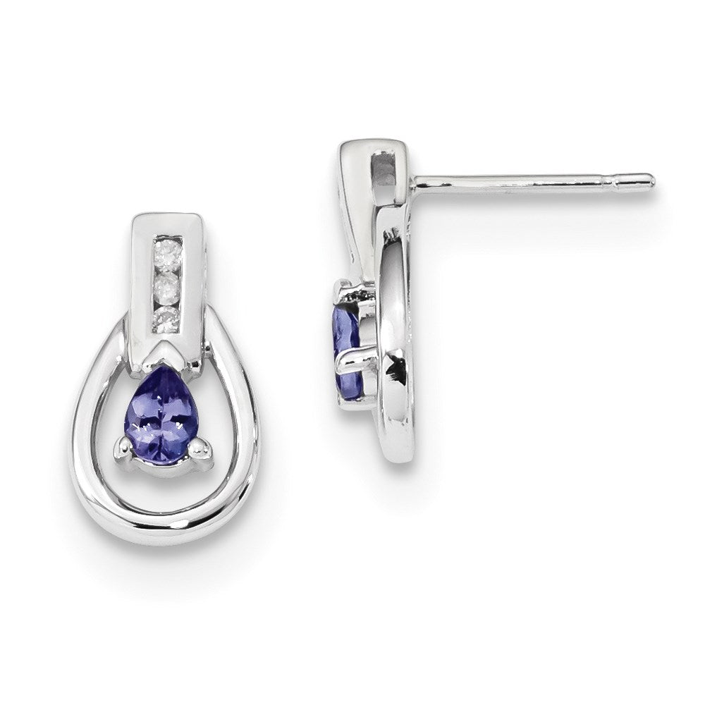 14k White Gold w/ Diamond u0026 Tanzanite Post Earrings