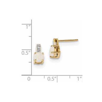 14k Yellow Gold w/ Real Diamond & Opal Post Earrings XE3163OP