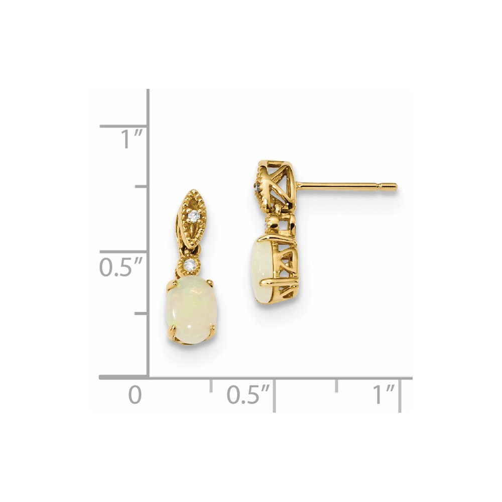 14k Yellow Gold w/ Austrian Opal & Real Diamond Earrings XE3164OP